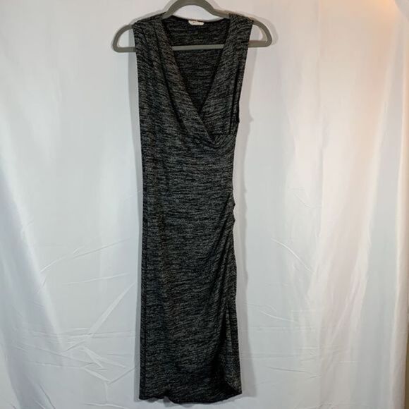 Wilfred Free Heather Grey Low Cut Front Slit Dress - Picture 1 of 7